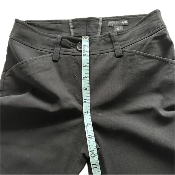 H&M Black Classic Straight Cropped Pants Size 8 Office Casual - Picture 7 of 13
